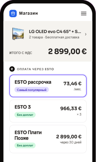 Оплата через ESTO
